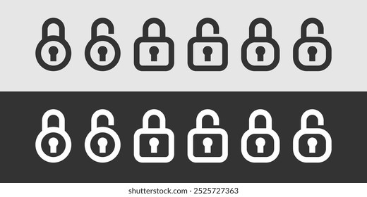 La ilustración muestra un candado. Protección de datos personales y almacenamiento de Contraseña. Imagen de Vector aislada. Gráficos sencillos y elegantes. Un conjunto de íconos de diferentes Formas.