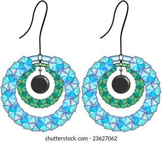 Illustration shows a pair of earrings