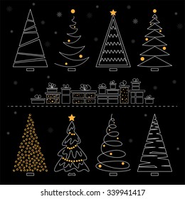 The illustration shows the patterns of Christmas trees