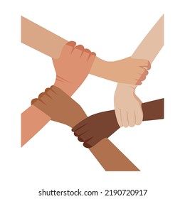 The illustration shows people's hands. The illustration symbolizes support and respect for each other.