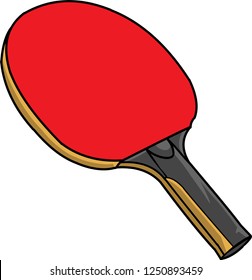 The illustration shows a red ping-pong paddle.