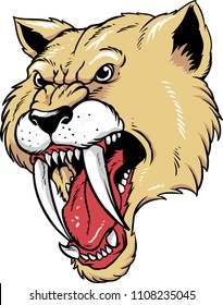 The illustration shows a saber tooth tiger. 