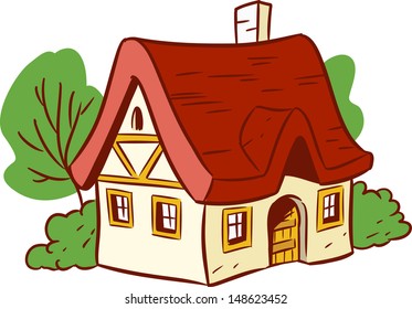 Illustration Shows Small House Done Cartoon Stock Vector (Royalty Free ...