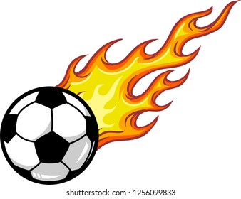 The illustration shows a soccer ball. The yellow-red flame expresses the ball's speed. 