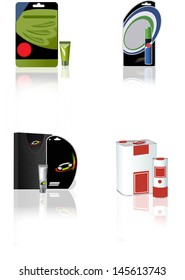The illustration shows some types of packaging for liquids. Illustration done on separate layers with transparency applied as EPS 10