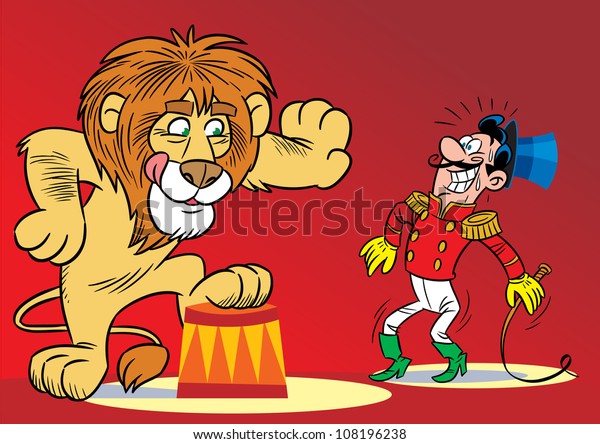 Illustration Shows Tamer Lion Performing Trick Stock Vector (Royalty ...