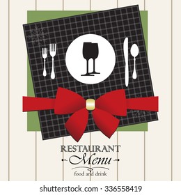 The illustration shows the title menu of the restaurant in the style of Christmas