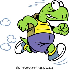  The illustration shows the tortoise, which deals sports running. Illustration done in cartoon style isolated on white background.