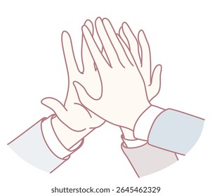 An illustration shows two hands joining in a beautiful gesture of collaboration, solidarity, and connection