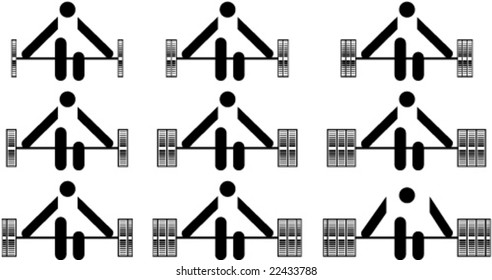 Illustration shows weight lifter in series ow drawings