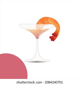 Illustration of a shrimp cocktail in soft colors that appears to be delicious.