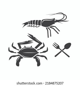 illustration of shrimp and crab, vector art.