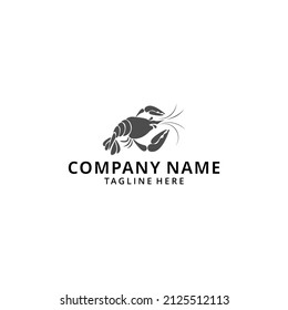Ilustración del icono del vector del logotipo del camarón en un fondo blanco