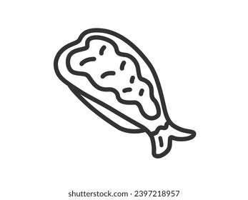 Illustration of shrimp sushi icon (line drawing).