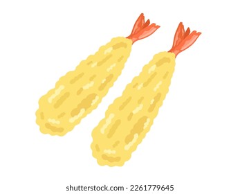 Illustration of shrimp tempura dish.