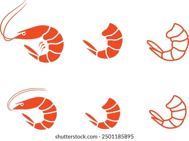 illustration of shrimp with white background. Shrimp vector icon. Sea food logo, sign, symbol. Sea Caridea animal. prawn