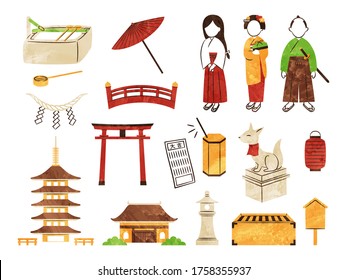 illustration of shrine and temple