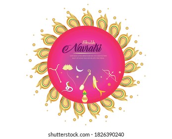  Illustration of Shubh Navratri and vector background of Happy Navratri special