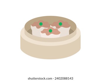 Illustration of a shumai icon in a steamer basket.