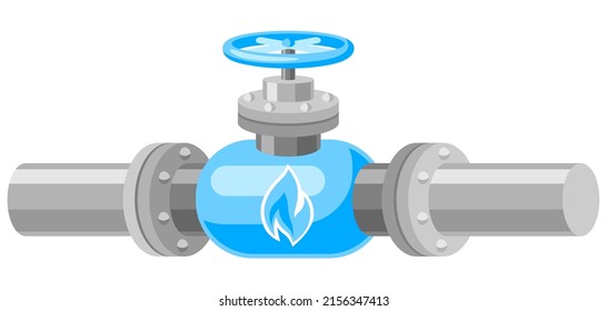 Illustration of shut off valve on natural gas pipe. Industrial and business stylied image.