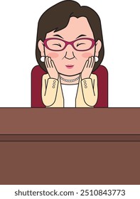 Illustration of a shy female senior businessman