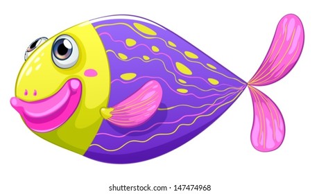 Illustration of a shy fish on a white background