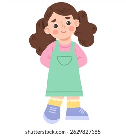 Ilustração de uma menina tímida