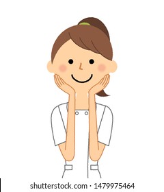 It is an illustration of a shy nurse.