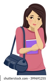 Illustration of a Shy Teenage Girl Blushing
