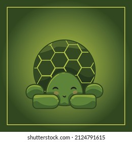illustration of shy tiny turtle character