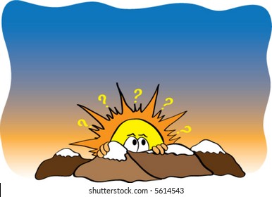Illustration of a shy yellow sun