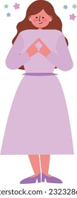 illustration of a shy young girl