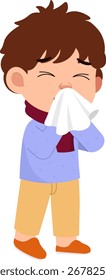 Ilustração de Menino Doente com Frio ou Alergias