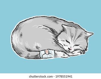 Illustration of a Sick Cat Pet.