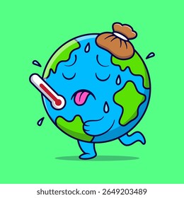 Illustration Sick Earth Vector. Vector Earth Sick