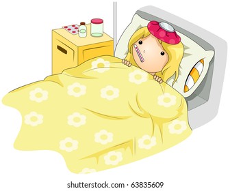 Illustration of a Sick Girl