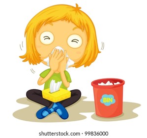 Illustration Sick Girl Stock Vector (Royalty Free) 99836000 | Shutterstock