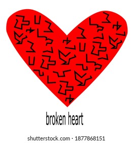 ilustración de un corazón enfermo con heridas garabateadas.