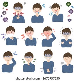 Illustration of a sick man