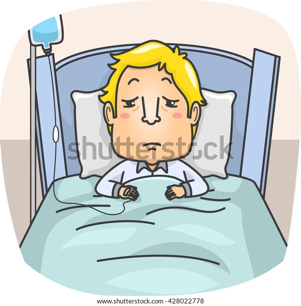 Illustration Sick Man Lying On Bed Stock Vector Royalty Free 428022778 7540