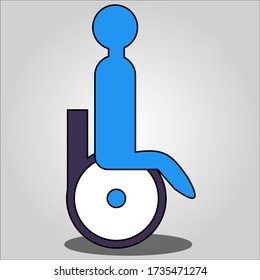 Illustration of a sick person using a wheelchair. Vector illustration of the world of health.