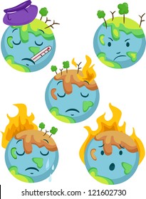 Illustration Sick Planet Icons Showing Different Stock Vector (Royalty ...