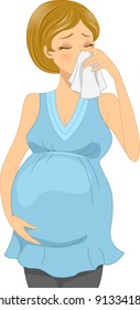 Illustration of a Sick Pregnant Woman