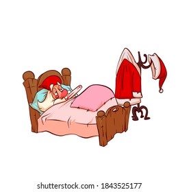 Illustration of a sick Santa Claus