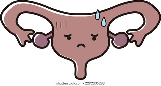 Illustration of a sick uterus (character)