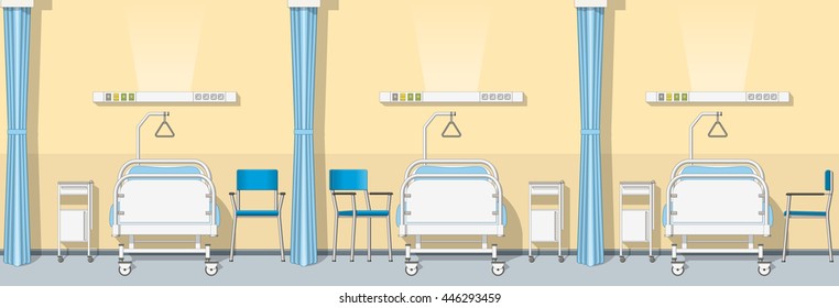 Illustration of a sickroom, seamless