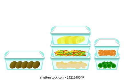 Illustration of side dishes in Airtight container