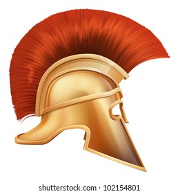 Illustration of side on Spartan helmet or Trojan helmet also called a Corinthian helmet. Versions also used by the Romans.