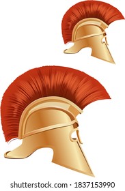 illustration of side on Spartan helmet or Trojan helmet also called a Corinthian helmet. Versions also used by the Romans.
