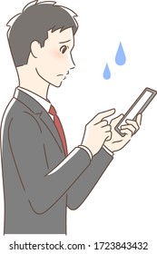 Illustration of a side profile of a man operating a smartphone